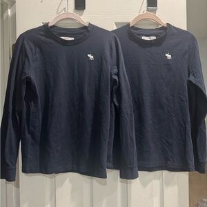 Set of 2 Abercrombie Kids Essential long-sleeve icon crew neck tee shirts